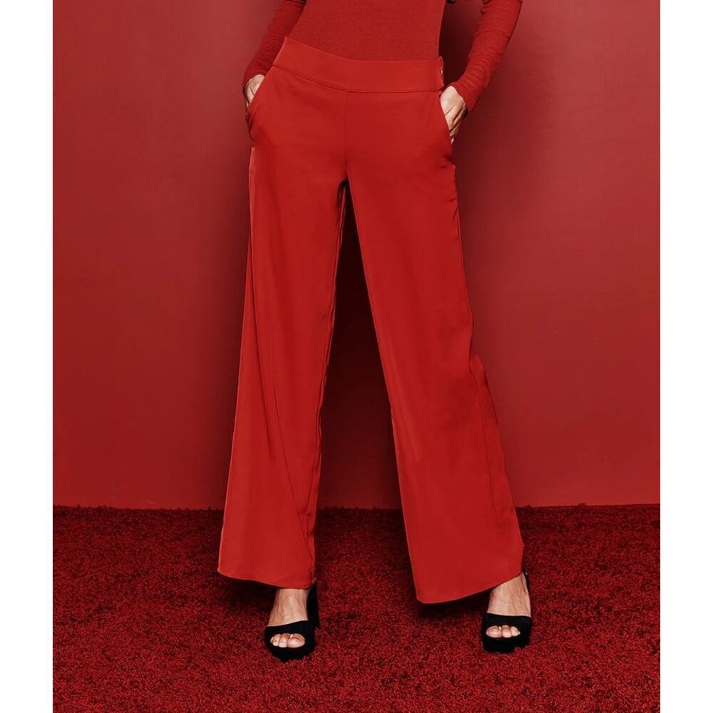 Summersalt The Perfect Wide Leg Pant Women's 8 Red Lava Pockets